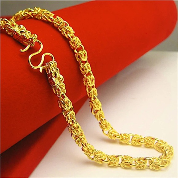 Gold 24K GP Unisex Dragon Head Necklace - Picture 6 of 8